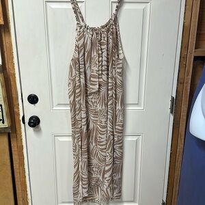 1X swimsuit coverup maxi length semi sheer cream and tan NWOT